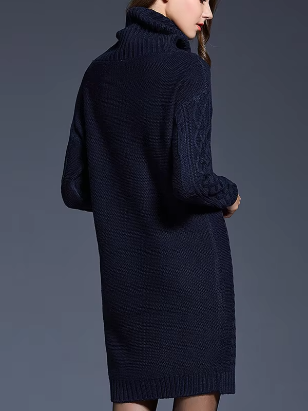 Presley Cable Knit Turtleneck Sweater Mini Dress