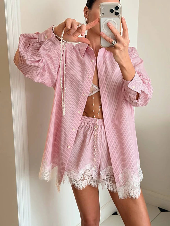 Juniper Lace Trim Lightweight Summer Co Ord Set