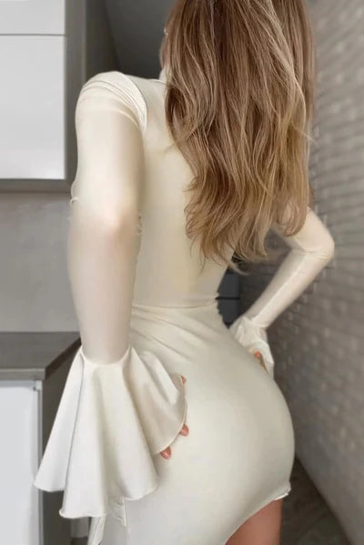 Milena Ruched High-Neck Mini Dress