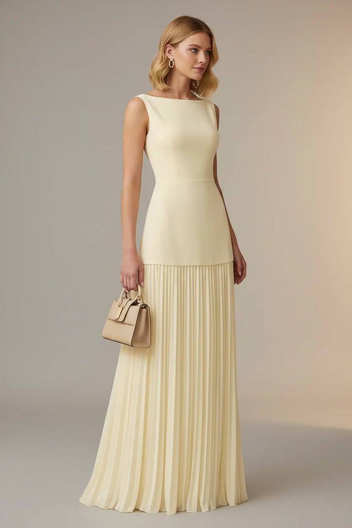 Celestielle Pleated Semi Formal Wedding Guest Maxi Dress