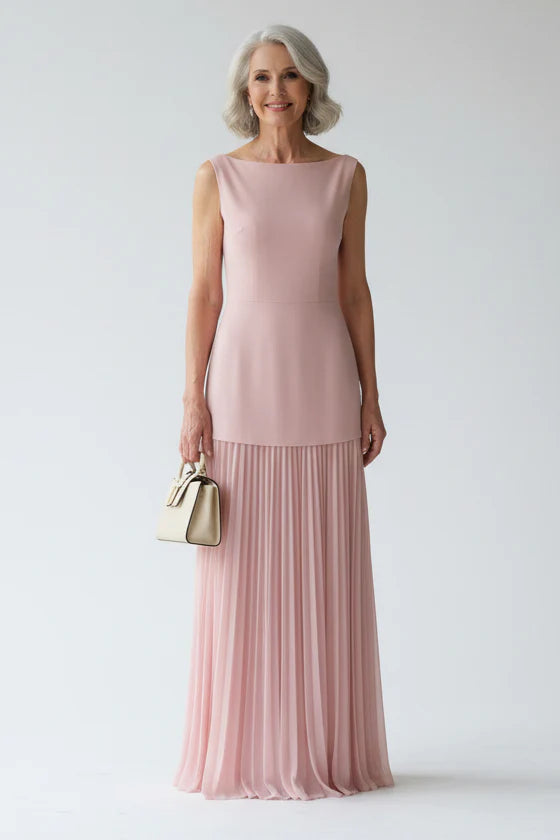 Celestielle Pleated Semi Formal Wedding Guest Maxi Dress