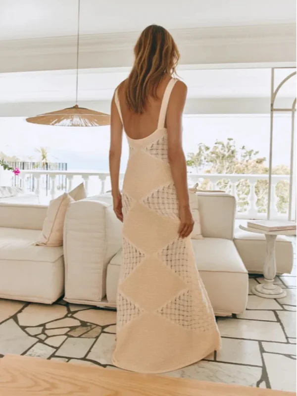 Solenne Lightweight Crochet Knit Maxi Dress