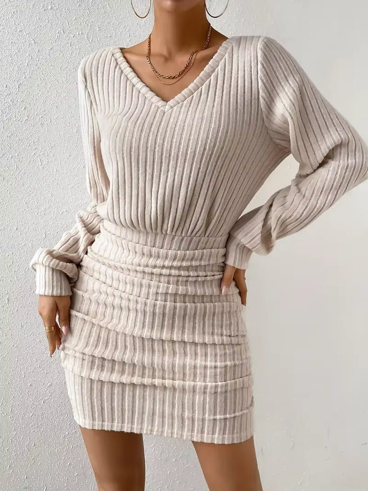 Palmer Off Shoulder Ruched Sweater Mini Dress