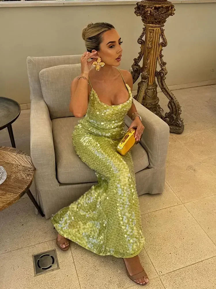 Ilavira Sequin Slim Fit Maxi Dress