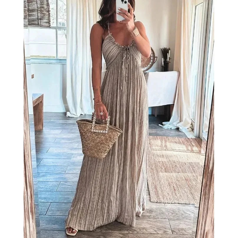 Elara Lightweight Flowy Pleated Summer Maxi Dress – AZZURRA