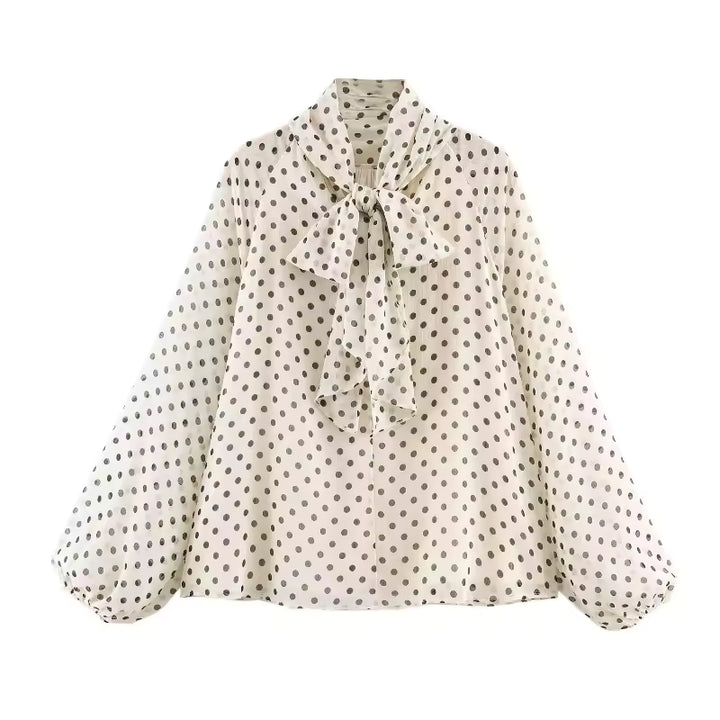 Faelina Polka Dot High Neck Blouse