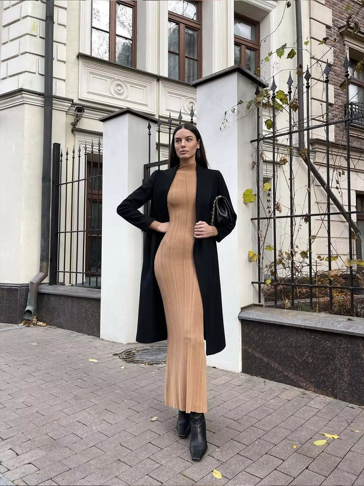 Peyton Ribbed Mock Neck Sweater Maxi Dress