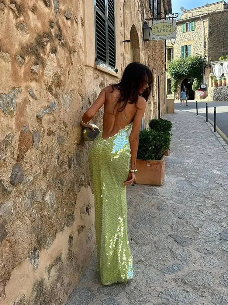 Ilavira Sequin Slim Fit Maxi Dress