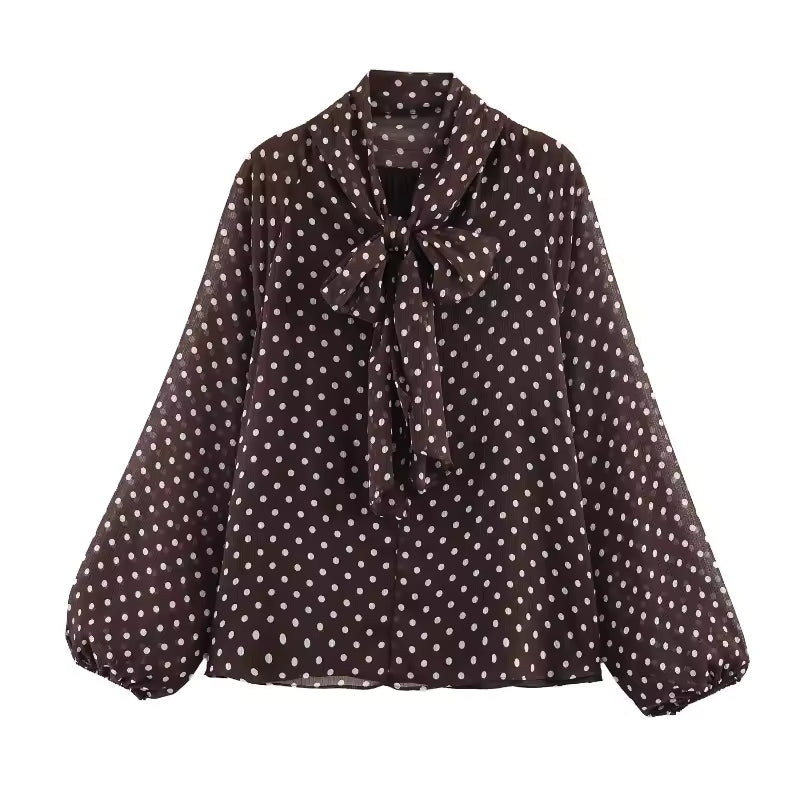 Faelina Polka Dot High Neck Blouse