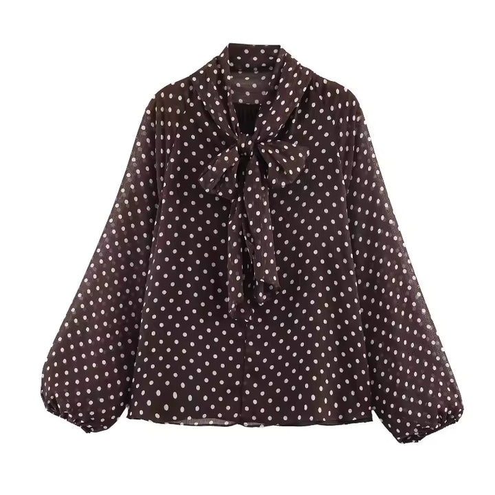 Faelina Polka Dot High Neck Blouse