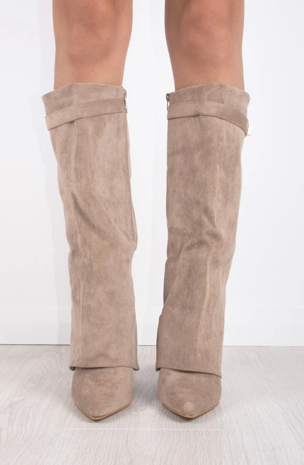 Favinella Suede Knee Boots - Beige