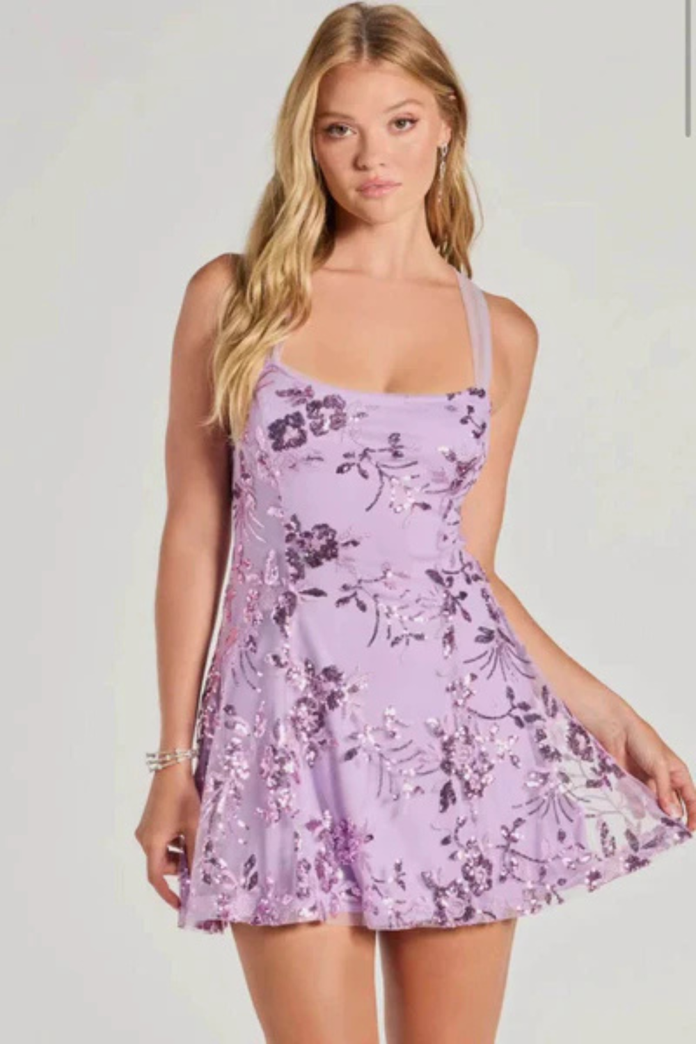 Elaria Sequin Floral Mini Dress