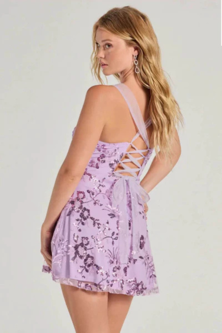 Elaria Sequin Floral Mini Dress