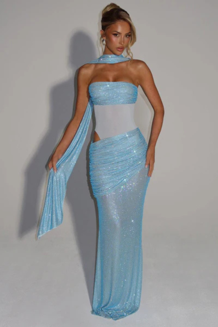 Solene Bandeau Scarf Maxi Dress