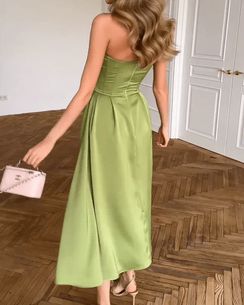 Isabella Sweetheart Satin Midi Dress