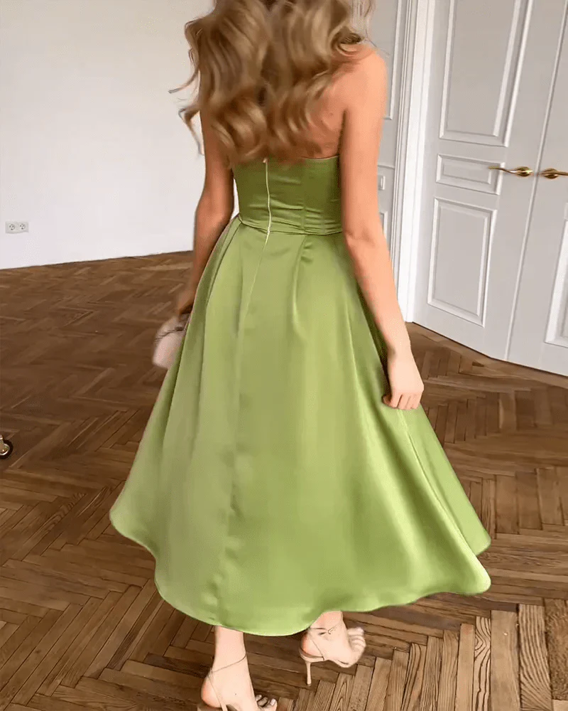 Isabella Sweetheart Satin Midi Dress
