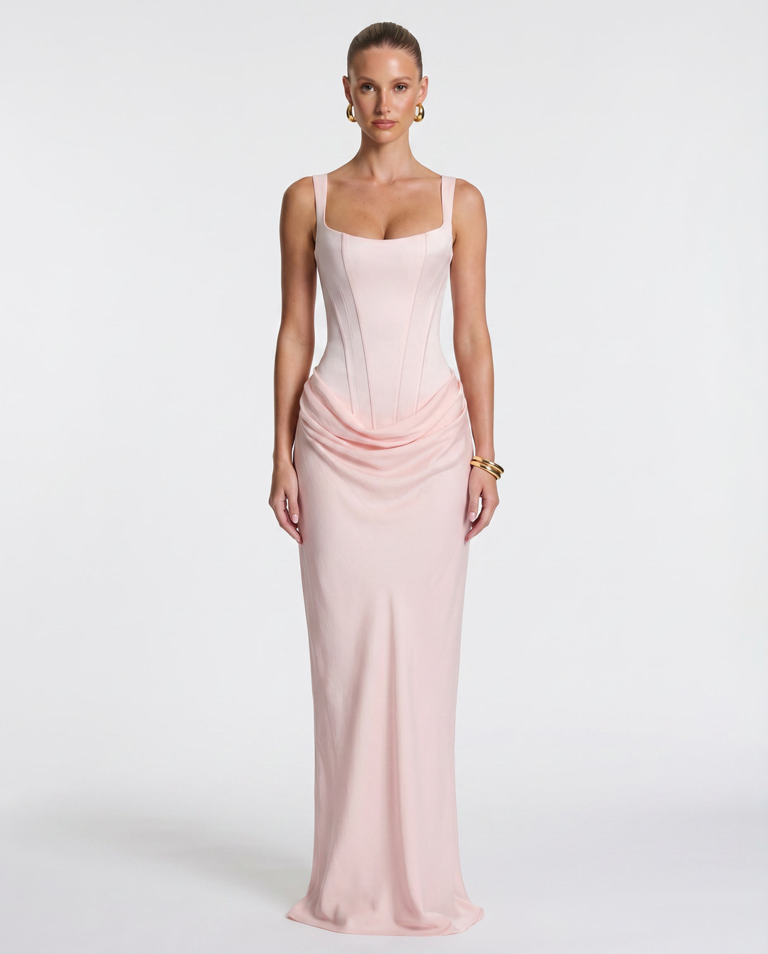 Perrine Women's Square Neck Bodycon Maxi Dress, Spaghetti Strap Formal Dress