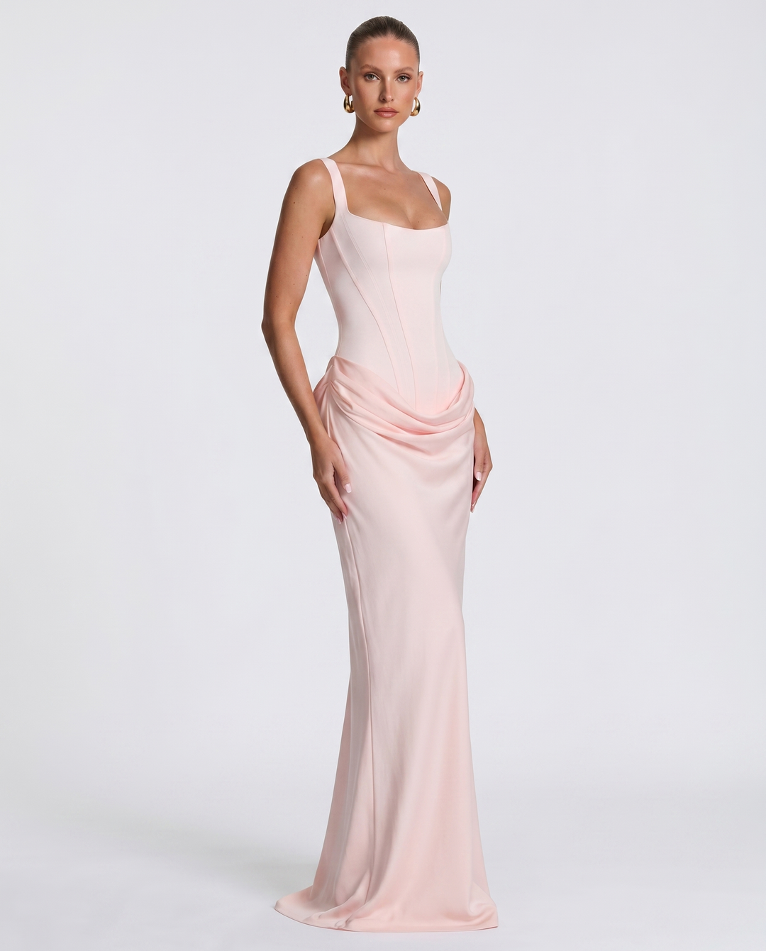 Perrine Women's Square Neck Bodycon Maxi Dress, Spaghetti Strap Formal Dress