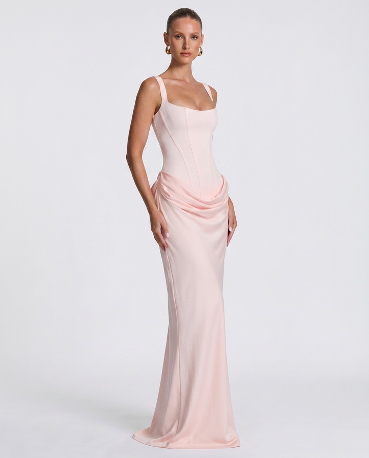 Perrine Women's Square Neck Bodycon Maxi Dress, Spaghetti Strap Formal Dress