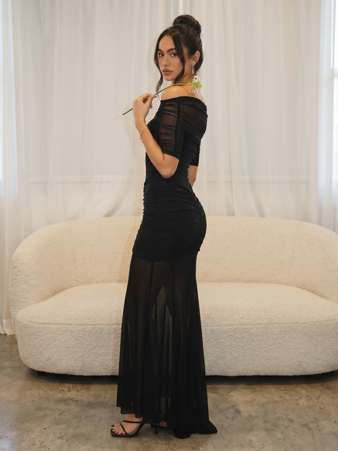 Vera Ruched Off-Shoulder Maxi Dress