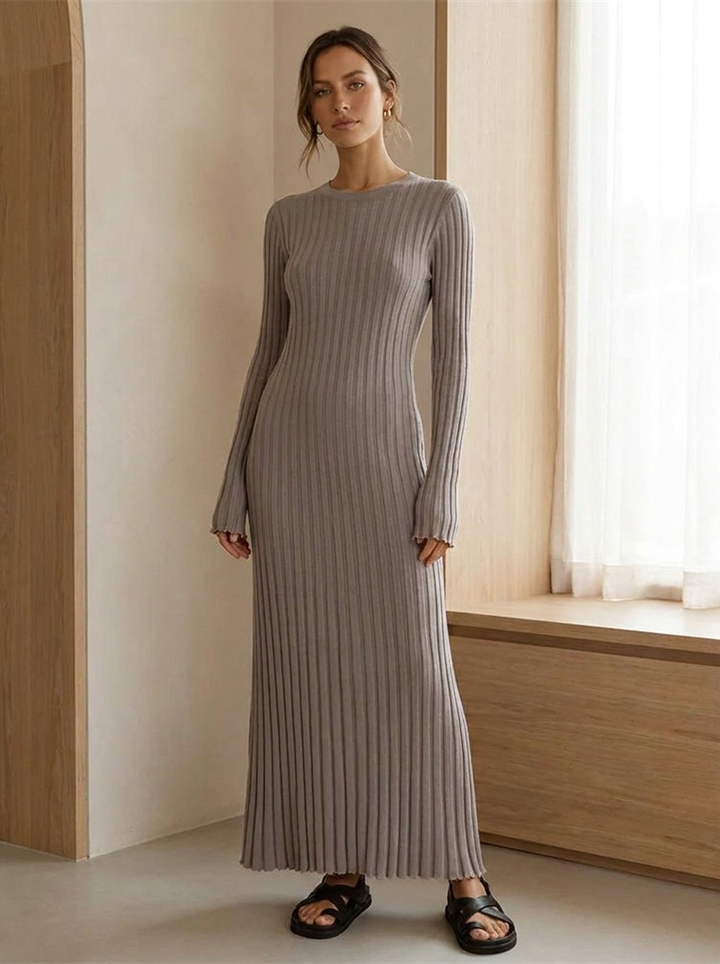 Harper Ribbed Long Sleeve Sweater Maxi Dress