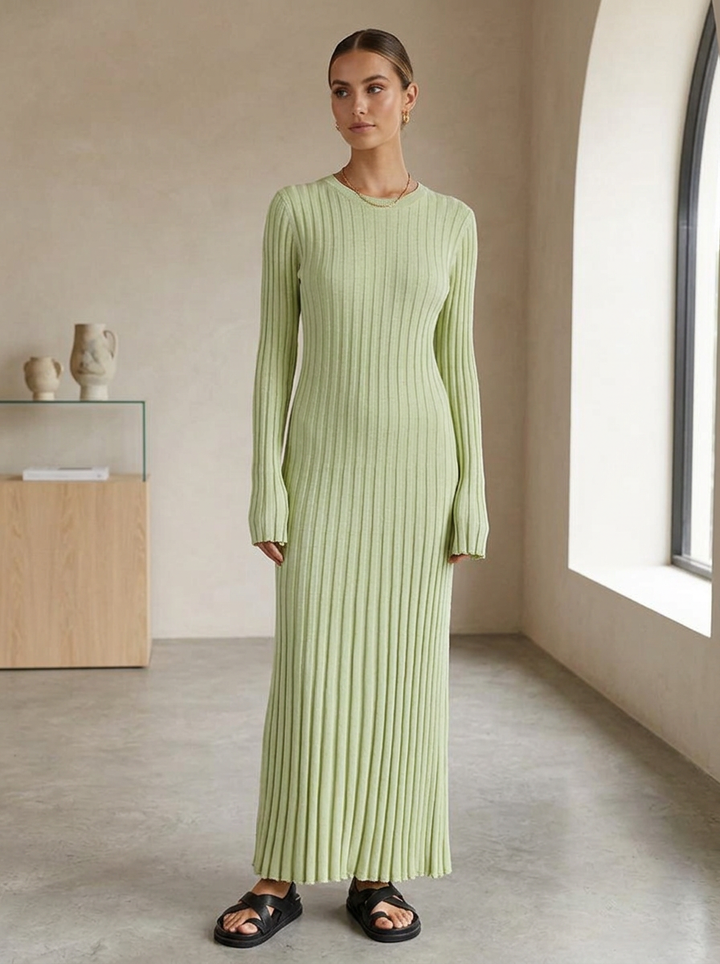 Harper Ribbed Long Sleeve Sweater Maxi Dress