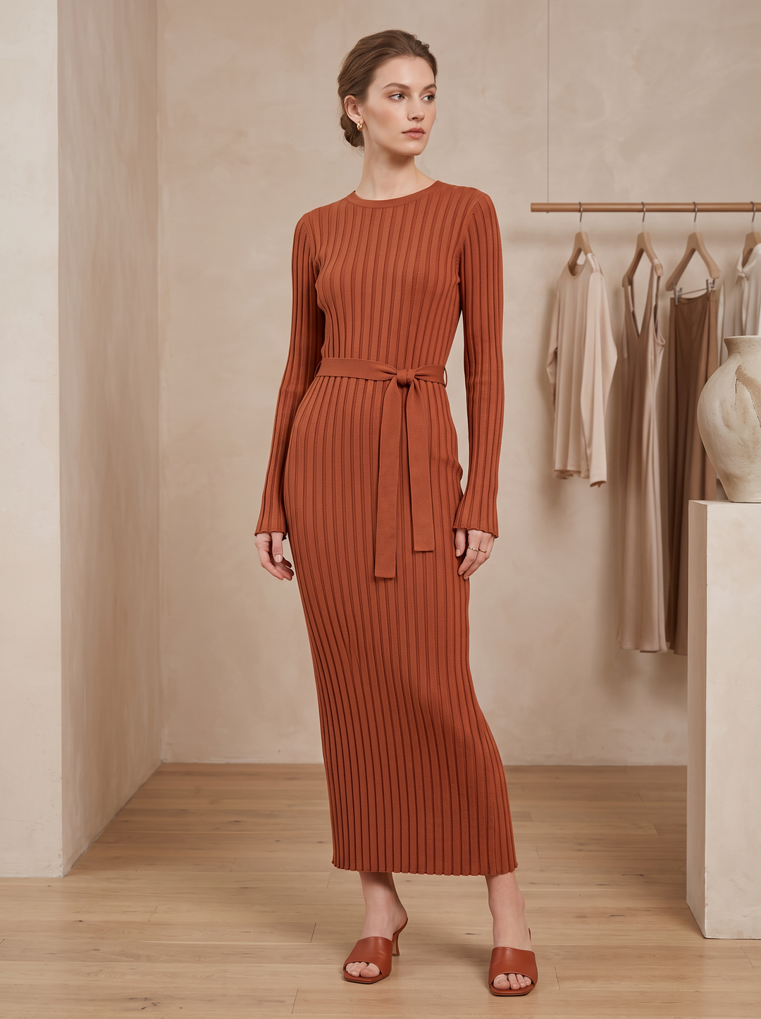 Harper Ribbed Long Sleeve Sweater Maxi Dress
