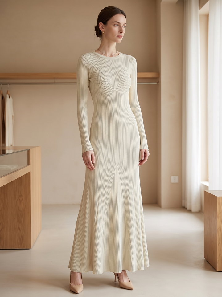Addison Ribbed Long Sleeve Sweater Maxi Dress