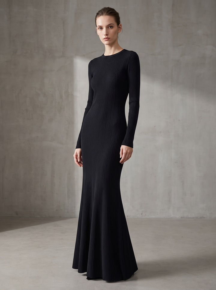Addison Ribbed Long Sleeve Sweater Maxi Dress