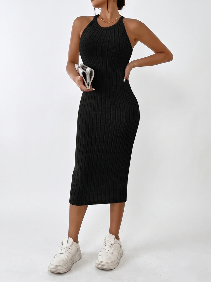 Monroe Ribbed Halter Bodycon Sweater Midi Dress