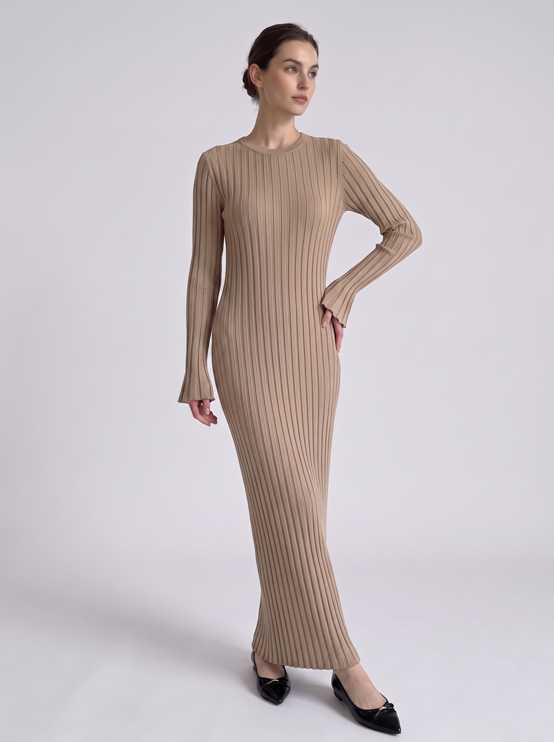 Harper Ribbed Long Sleeve Sweater Maxi Dress