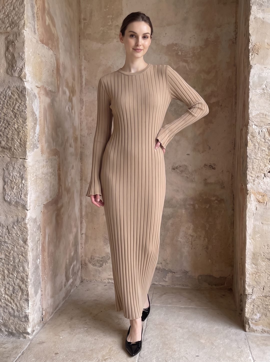 Harper Ribbed Long Sleeve Sweater Maxi Dress