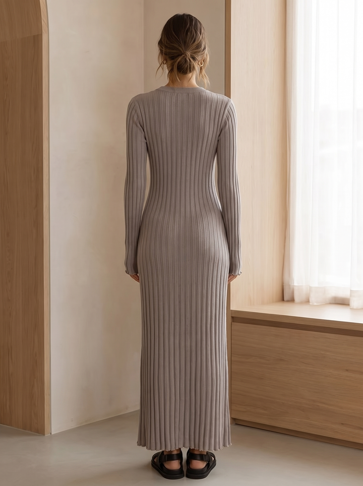 Harper Ribbed Long Sleeve Sweater Maxi Dress
