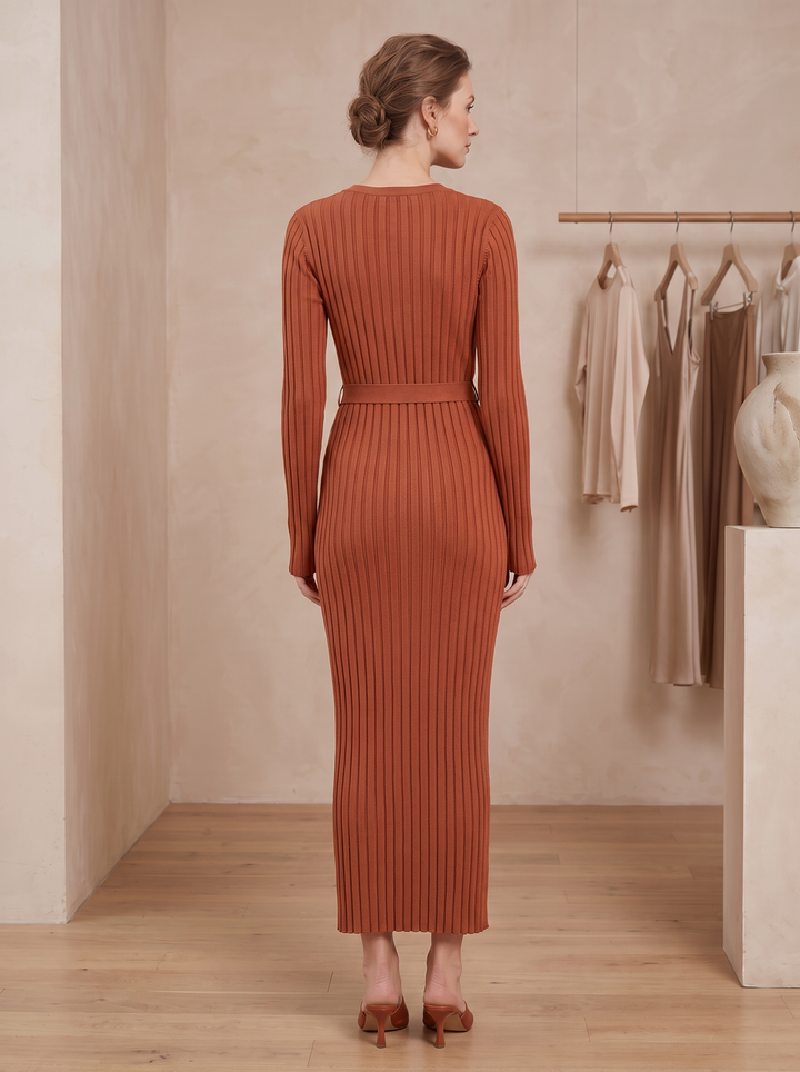 Harper Ribbed Long Sleeve Sweater Maxi Dress