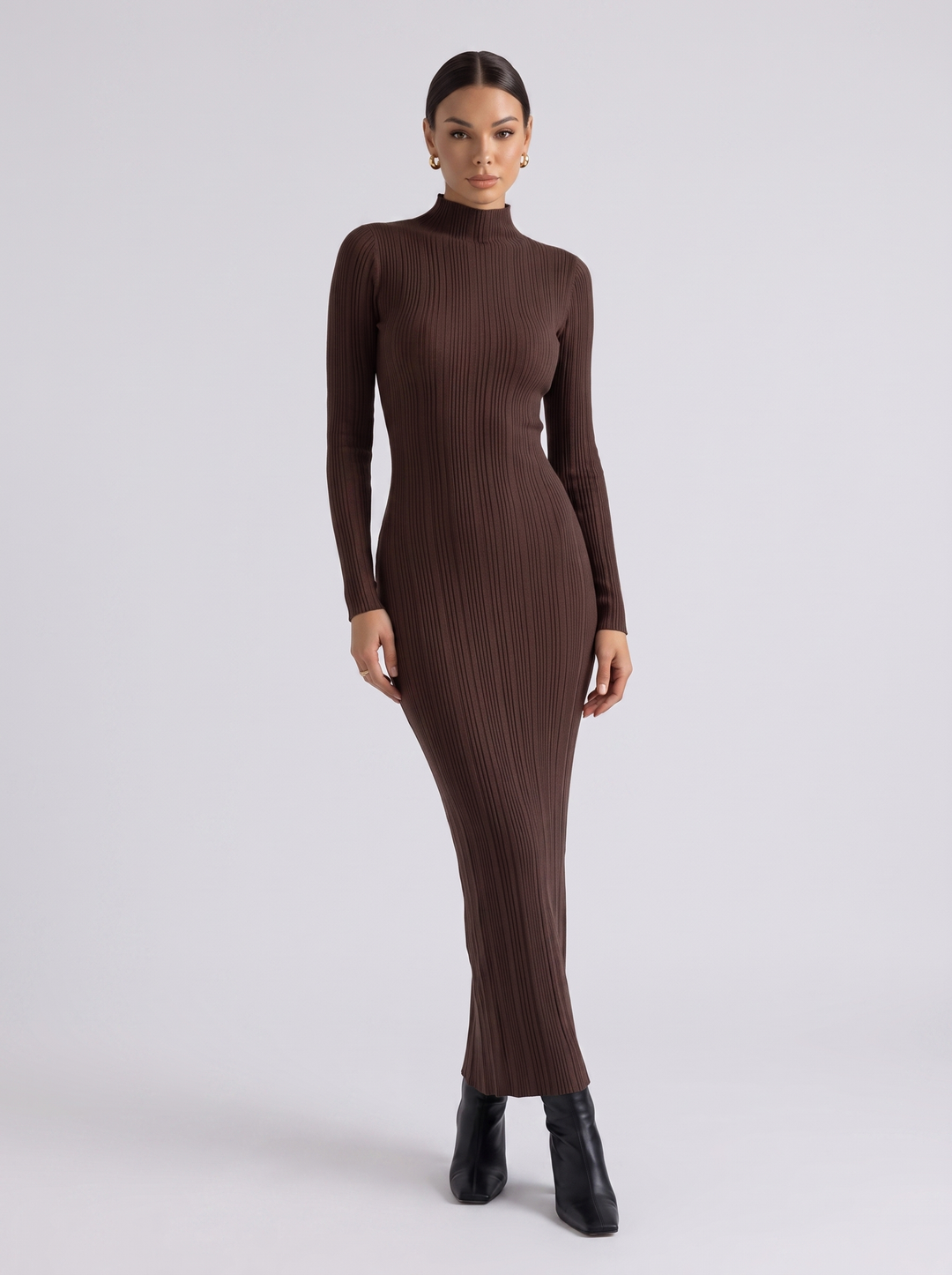 Peyton Ribbed Mock Neck Sweater Maxi Dress