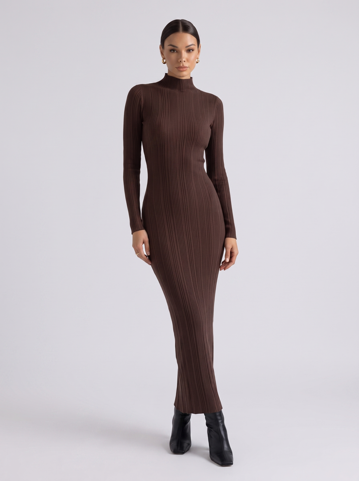 Peyton Ribbed Mock Neck Sweater Maxi Dress