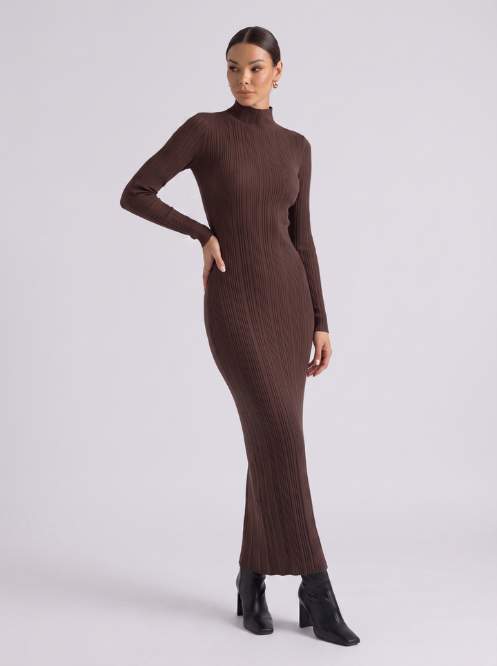 Peyton Ribbed Mock Neck Sweater Maxi Dress