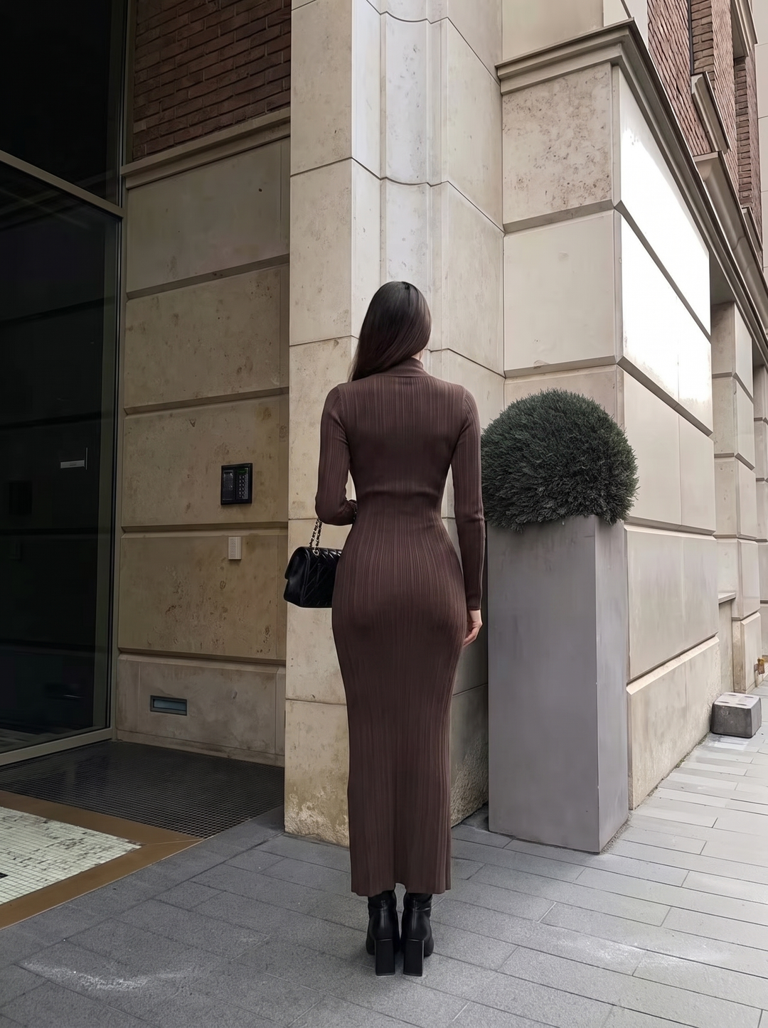 Peyton Ribbed Mock Neck Sweater Maxi Dress