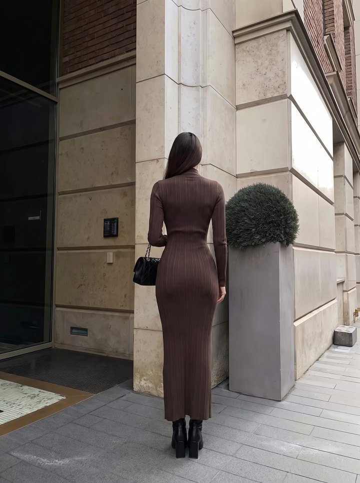 Peyton Ribbed Mock Neck Sweater Maxi Dress