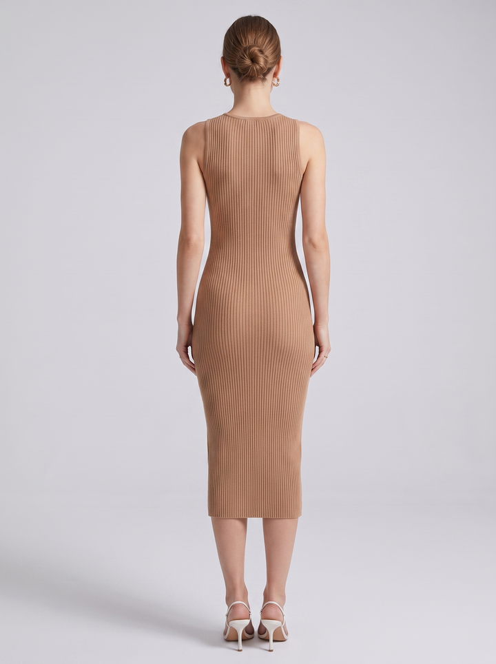 Brooklyn Double Keyhole Sleeveless Sweater Midi Dress