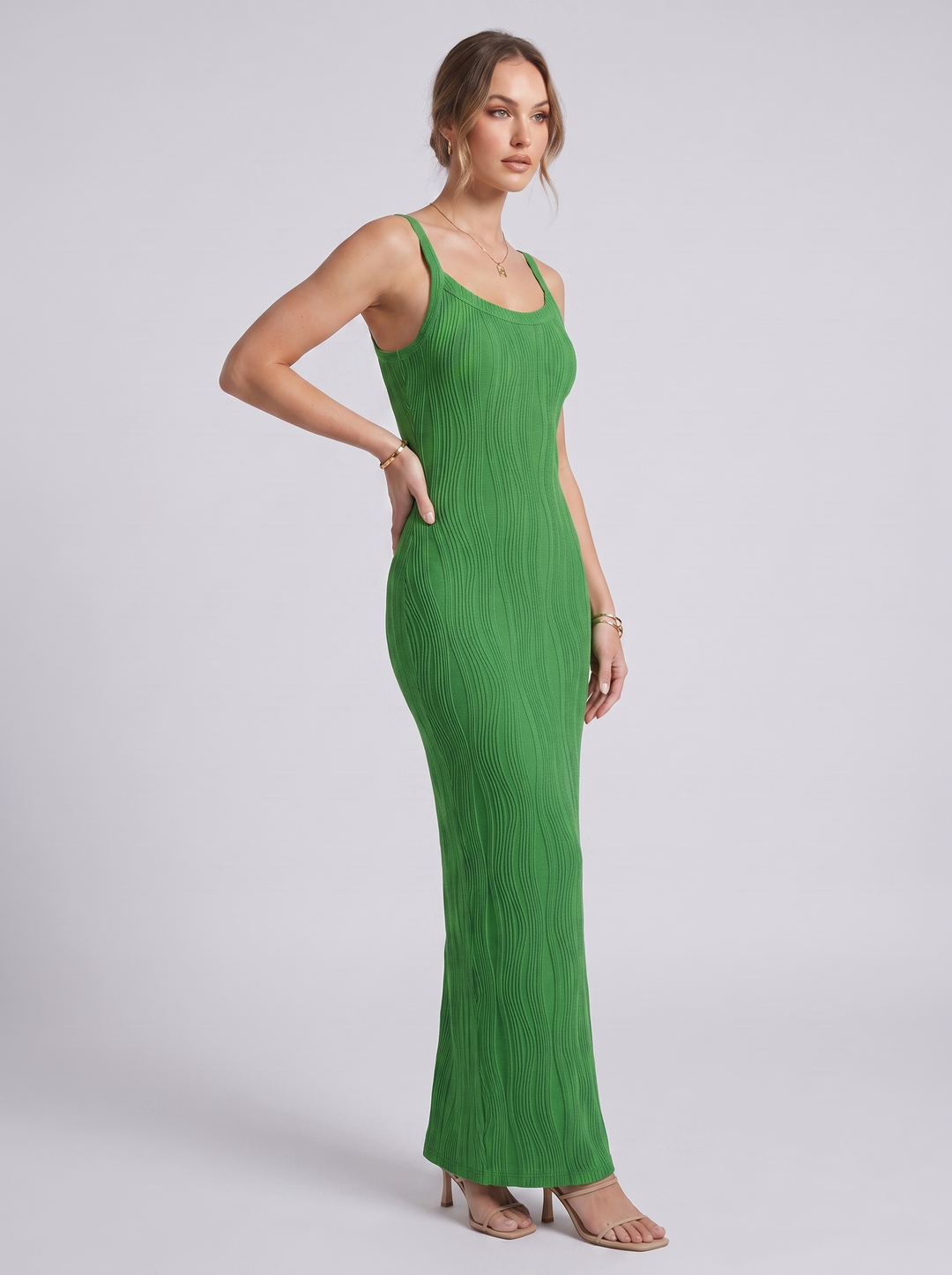 Paisley Sleeveless Ribbed Bodycon Sweater Maxi Dress