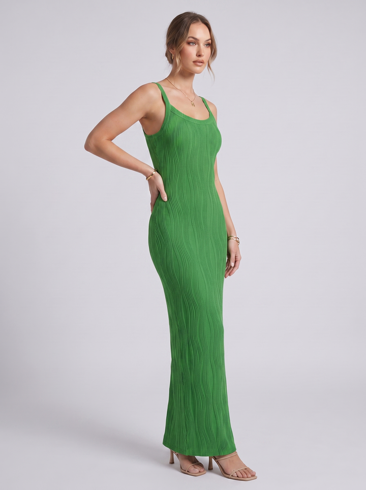 Paisley Sleeveless Ribbed Bodycon Sweater Maxi Dress