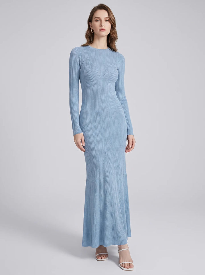 Addison Ribbed Long Sleeve Sweater Maxi Dress