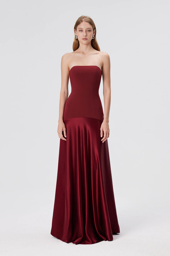 Wrenna Satin Black Tie Wedding Guest Maxi Dress