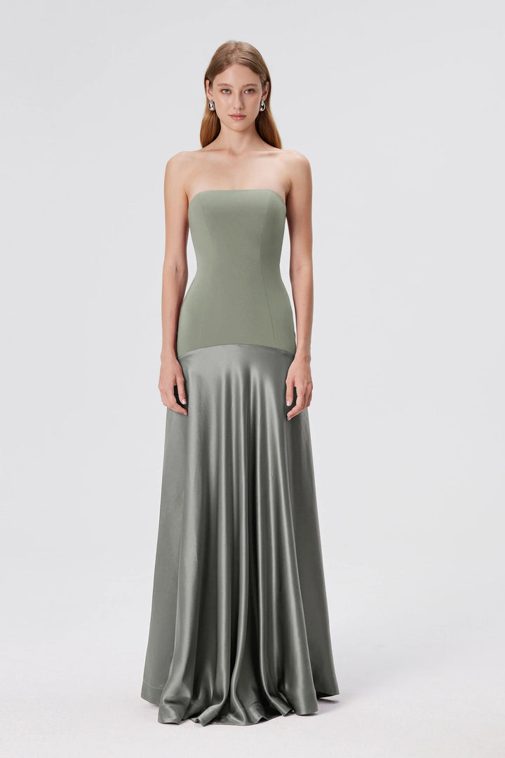 Wrenna Satin Black Tie Wedding Guest Maxi Dress