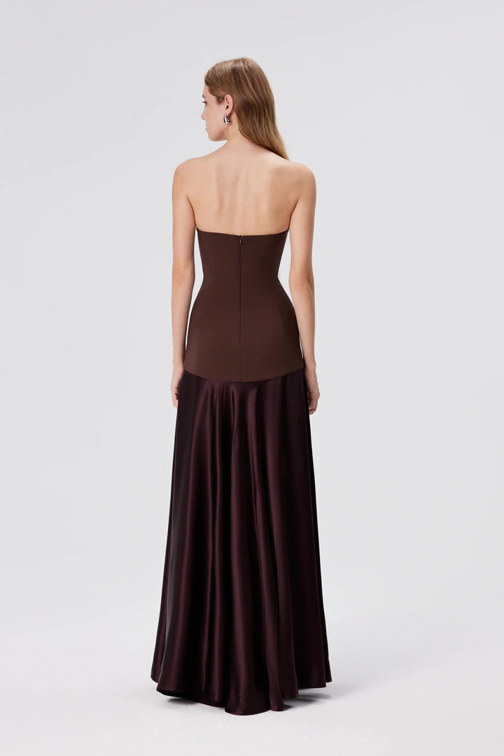 Wrenna Satin Black Tie Wedding Guest Maxi Dress
