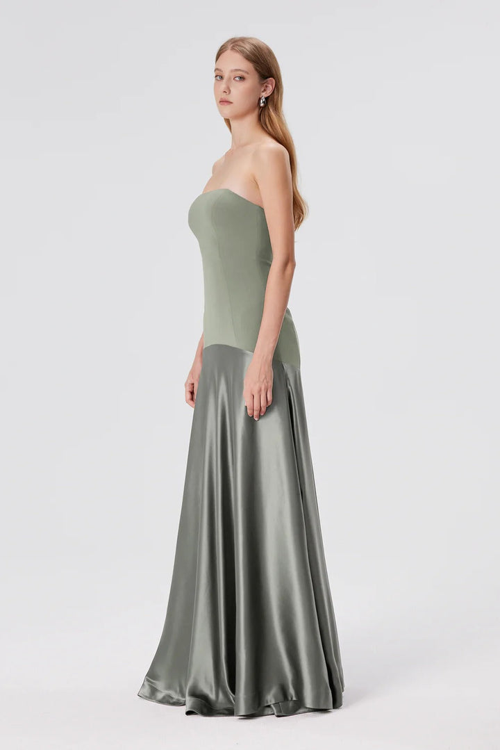 Wrenna Satin Black Tie Wedding Guest Maxi Dress