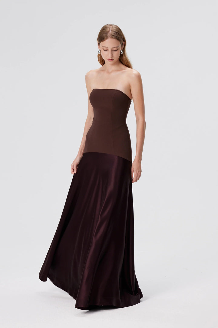 Wrenna Satin Black Tie Wedding Guest Maxi Dress