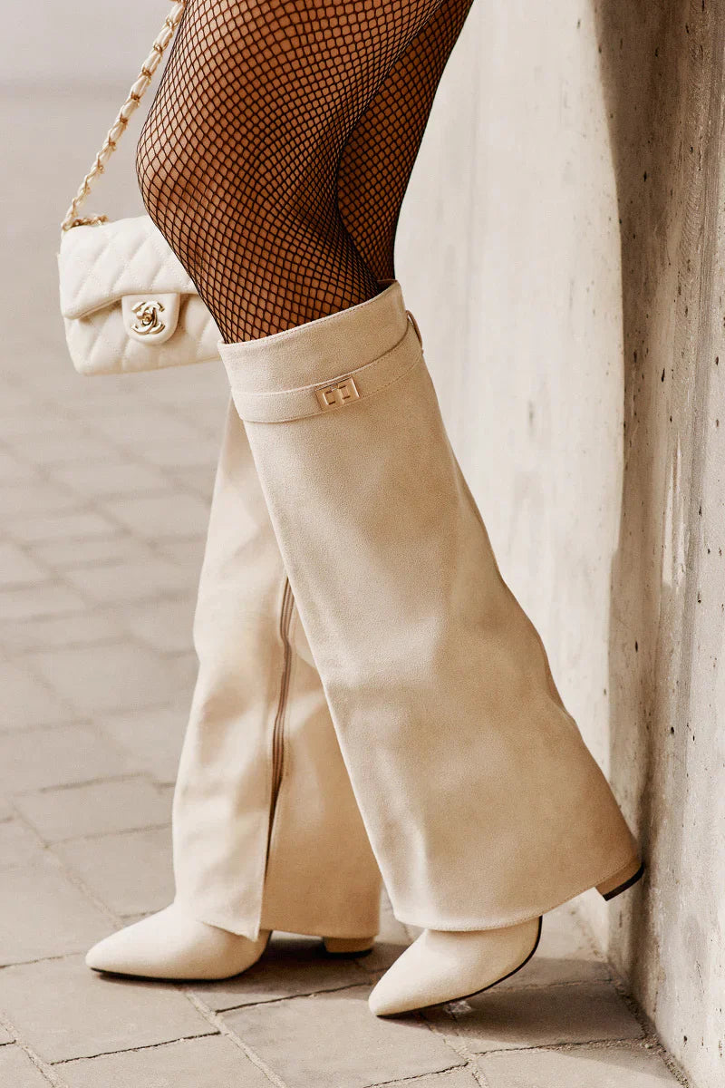 Favinella Suede Knee Boots - Apricot