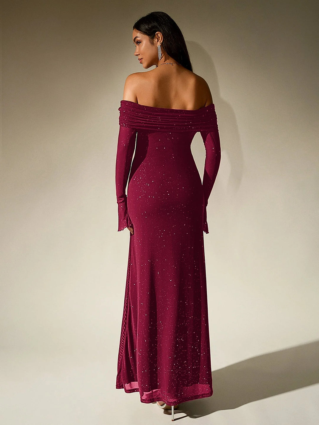 Charlotte Sequin Off-Shoulder Maxi Dress